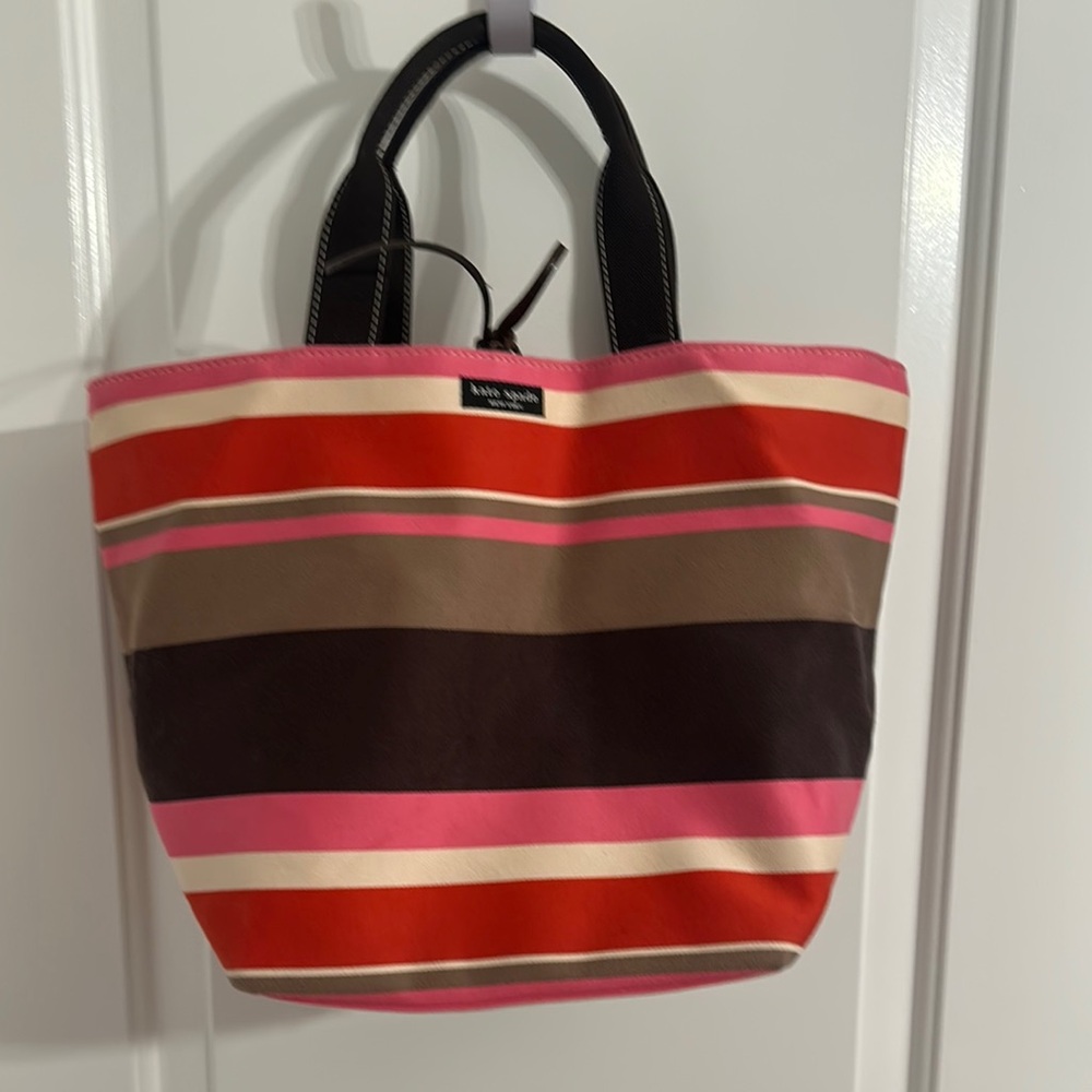 Kate Spade Red and Pink Striped Tote